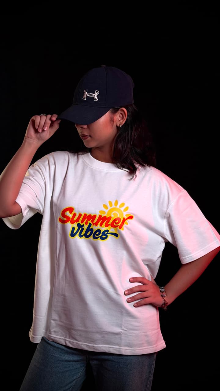 The  "Summer Vibes" Oversized Graphic Tee